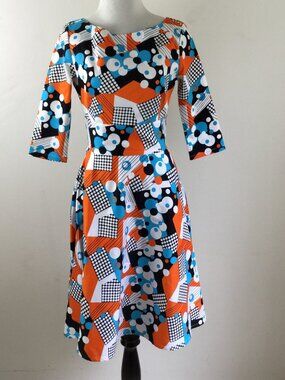 NEW Chicanary Retro Print Fit & Flare Dress s